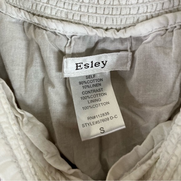 Esley Dress Womens Tan White Linen Cotton Daisy Embroidered Cottage Core Prairie - Picture 12 of 12